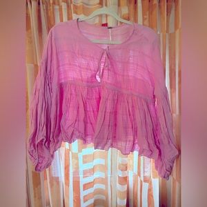 Free People Long Sleeve Pink Top